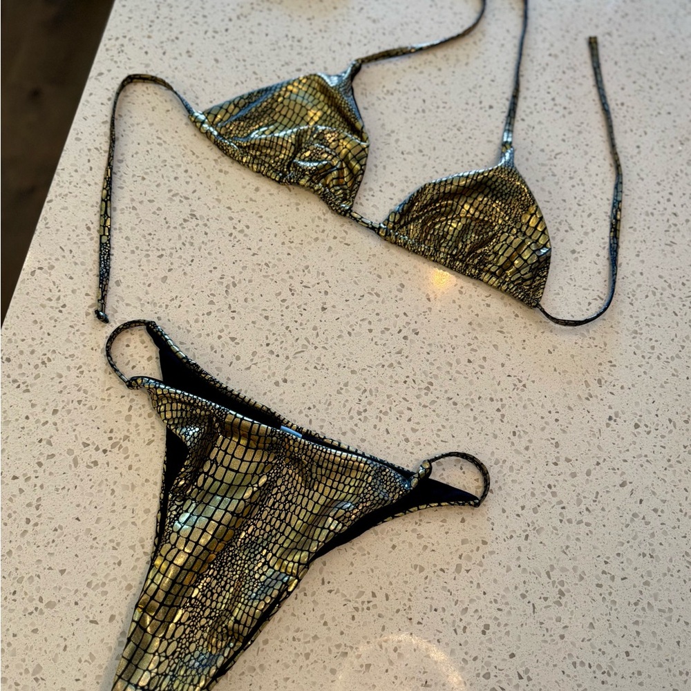 Gold and Black Women's Bikini Set